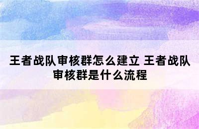 王者战队审核群怎么建立 王者战队审核群是什么流程